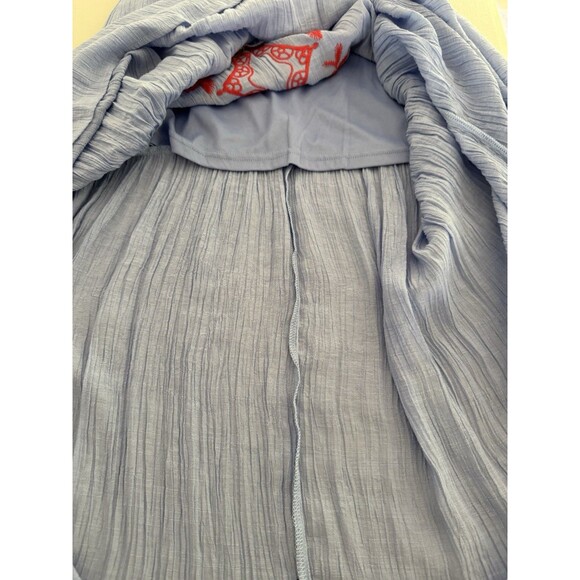 Anthropologie Entro Embroidered Tiered Boho Maxi Dress Women Size M Blue Coral - Picture 11 of 12